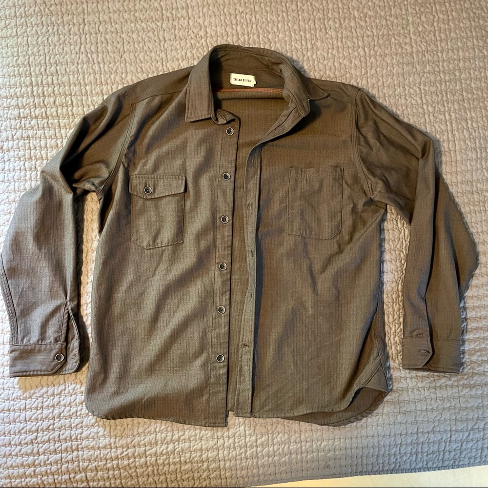 Taylor Stitch Herringbone Merino Utility Shirt, 44